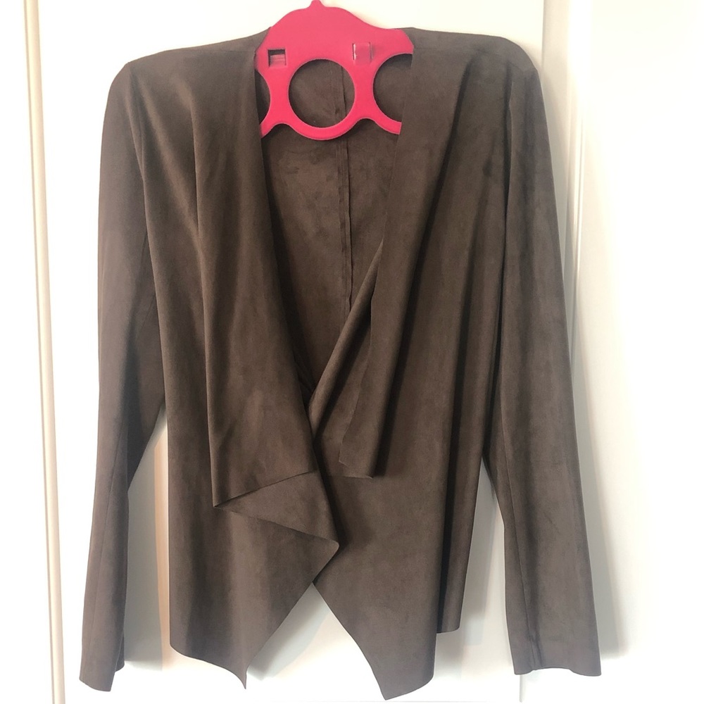 Zara open front faux suede blazer